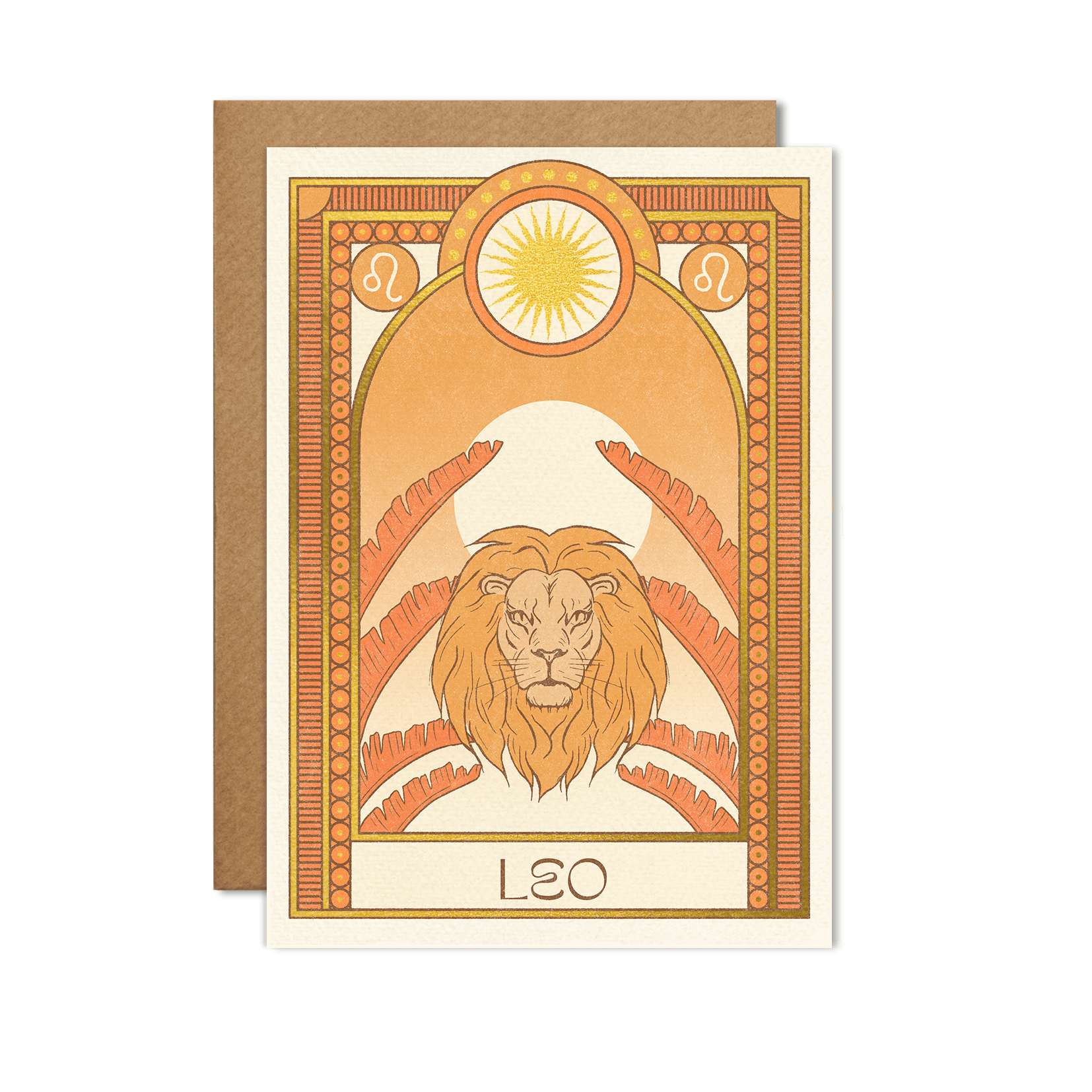 Leo Lion Zodiac Birthday Greeting Card With Gold Foil Detail