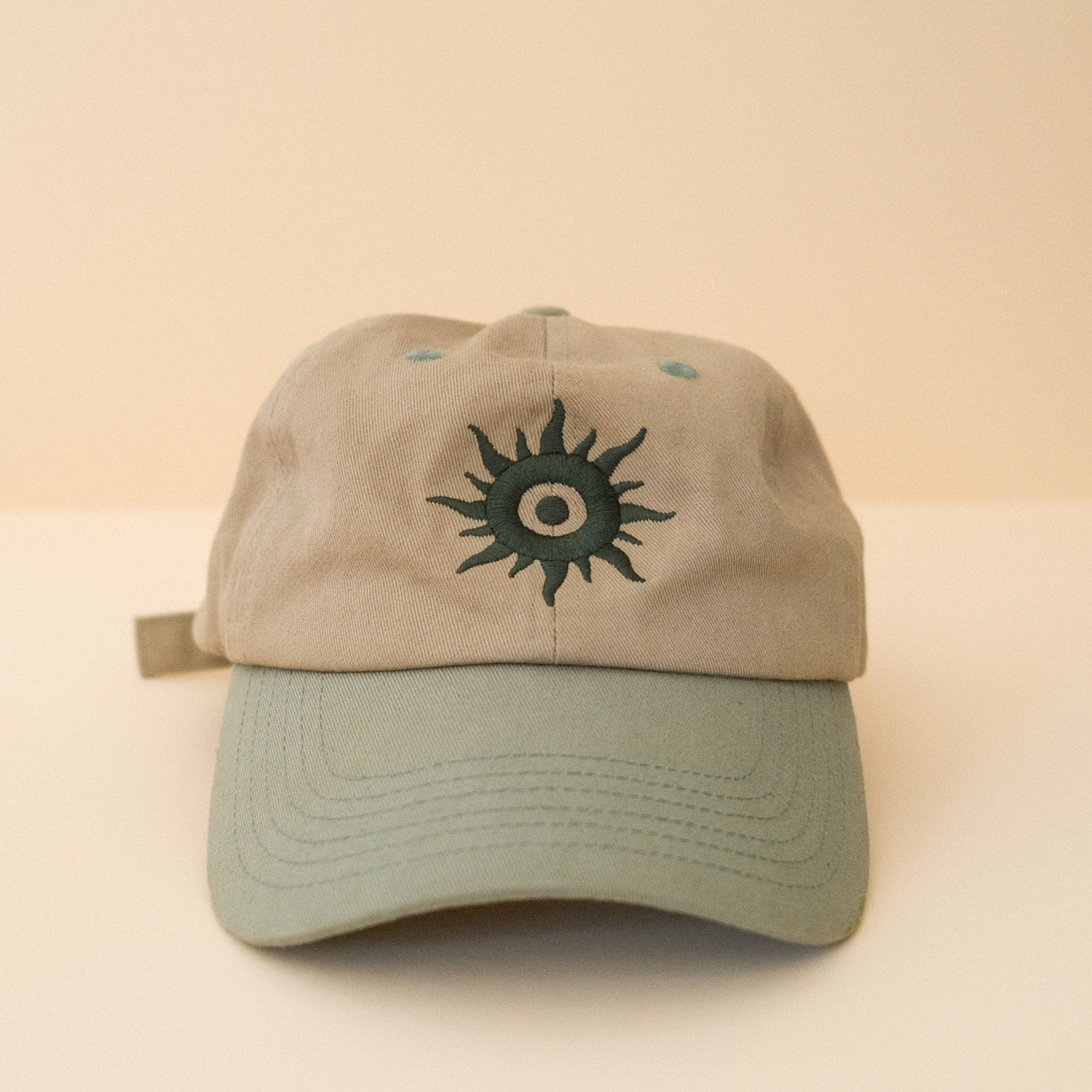 Light Khaki Olive Baseball Cap With Embroidered Star