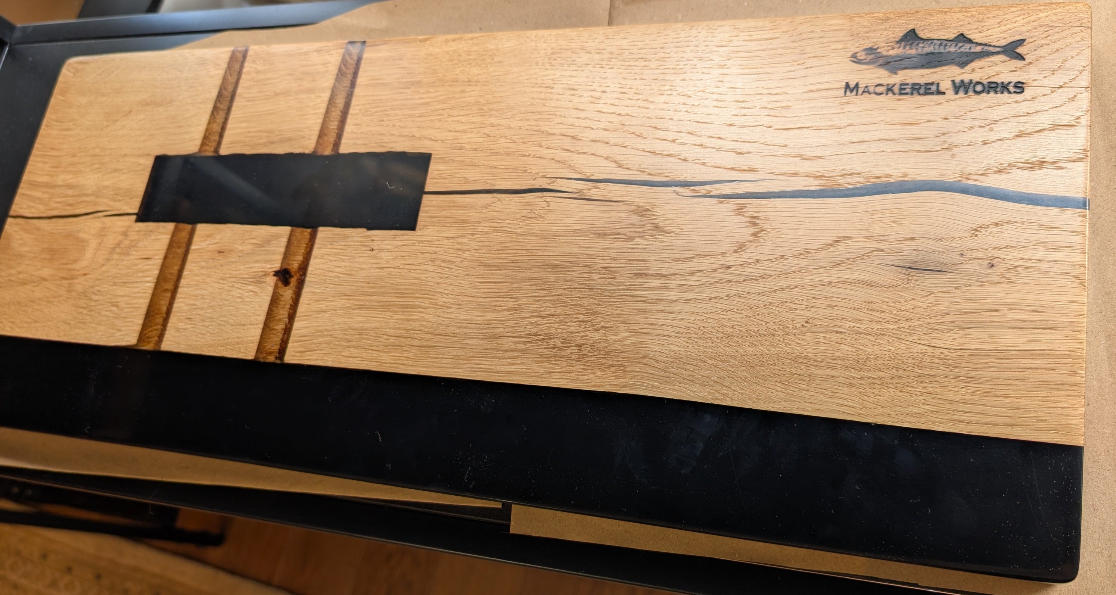 Maple & Black Resin Serving Board