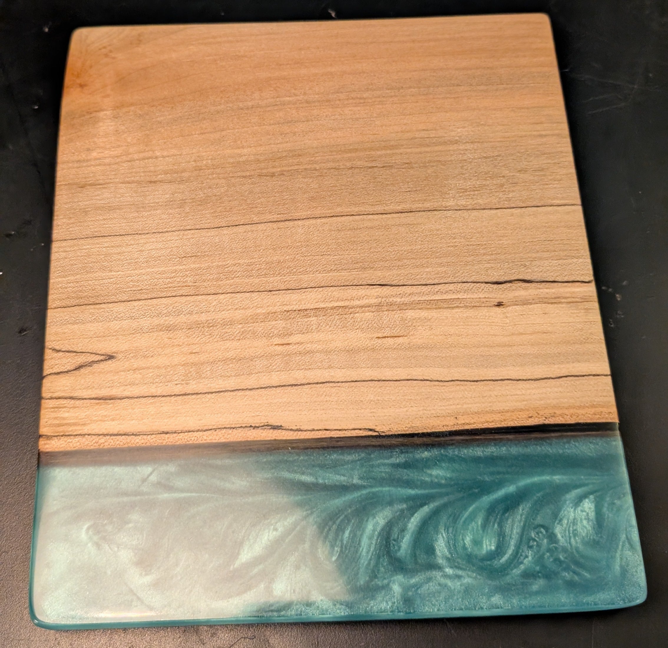 Maple Wood & Blue Resin Gin Board