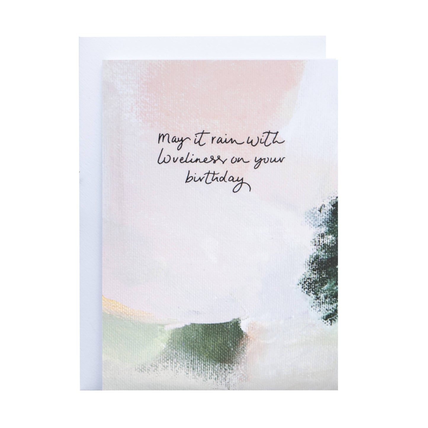 May It Rain With Loveliness Pink Abstract Birthday Greeting Card