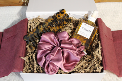 Moroccan Argan Hair Oil, Scrunchie & Comb Gift Box Set