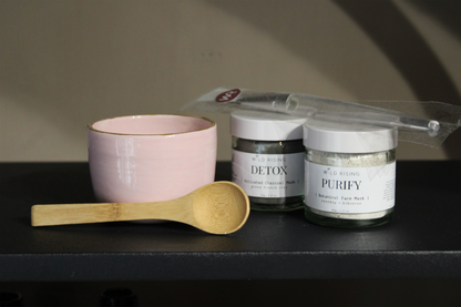 Natural Clay Face Masks, Mixing Bowl & Applicator Gift Box Set