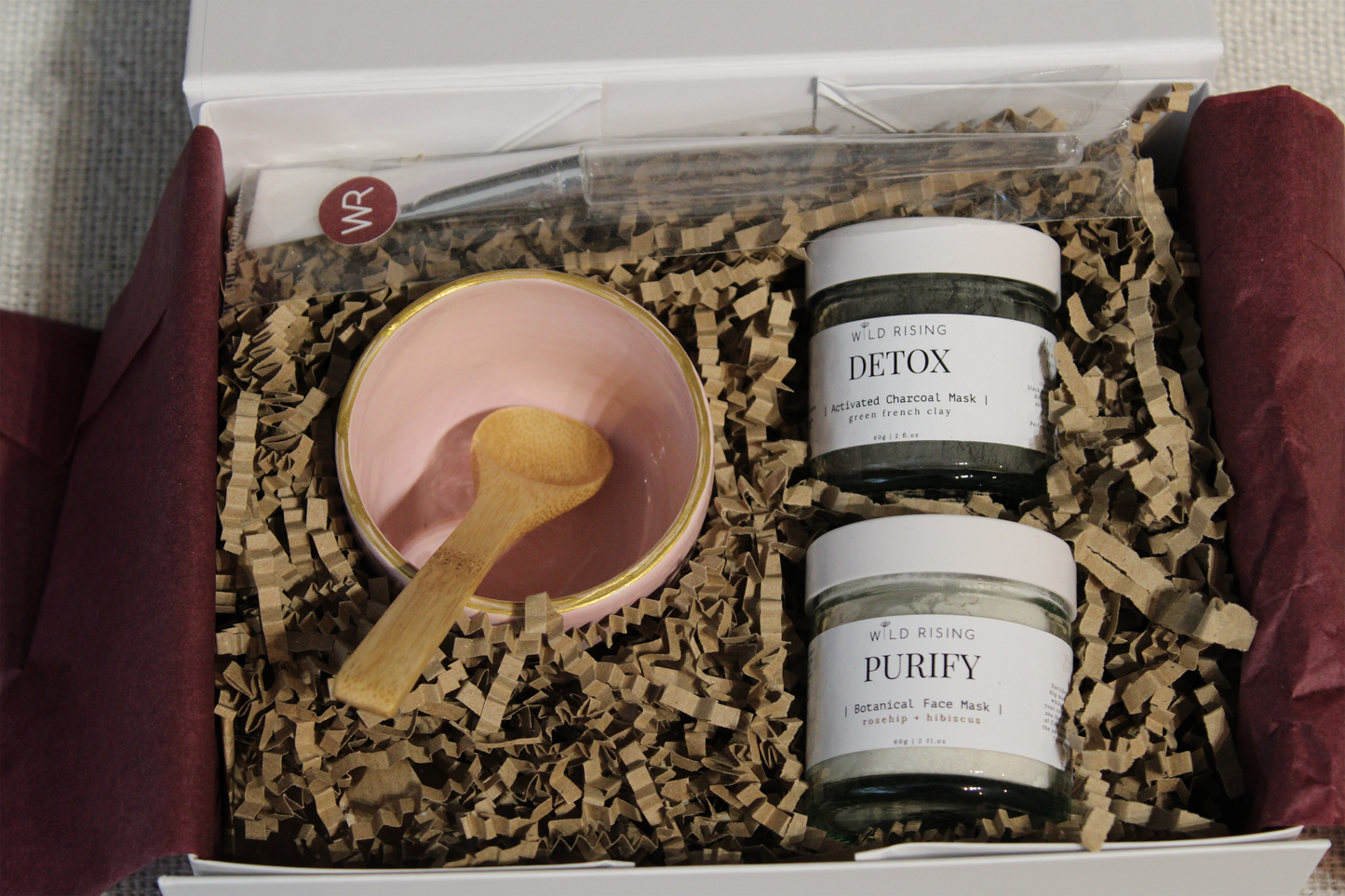 Natural Clay Face Masks, Mixing Bowl & Applicator Gift Box Set