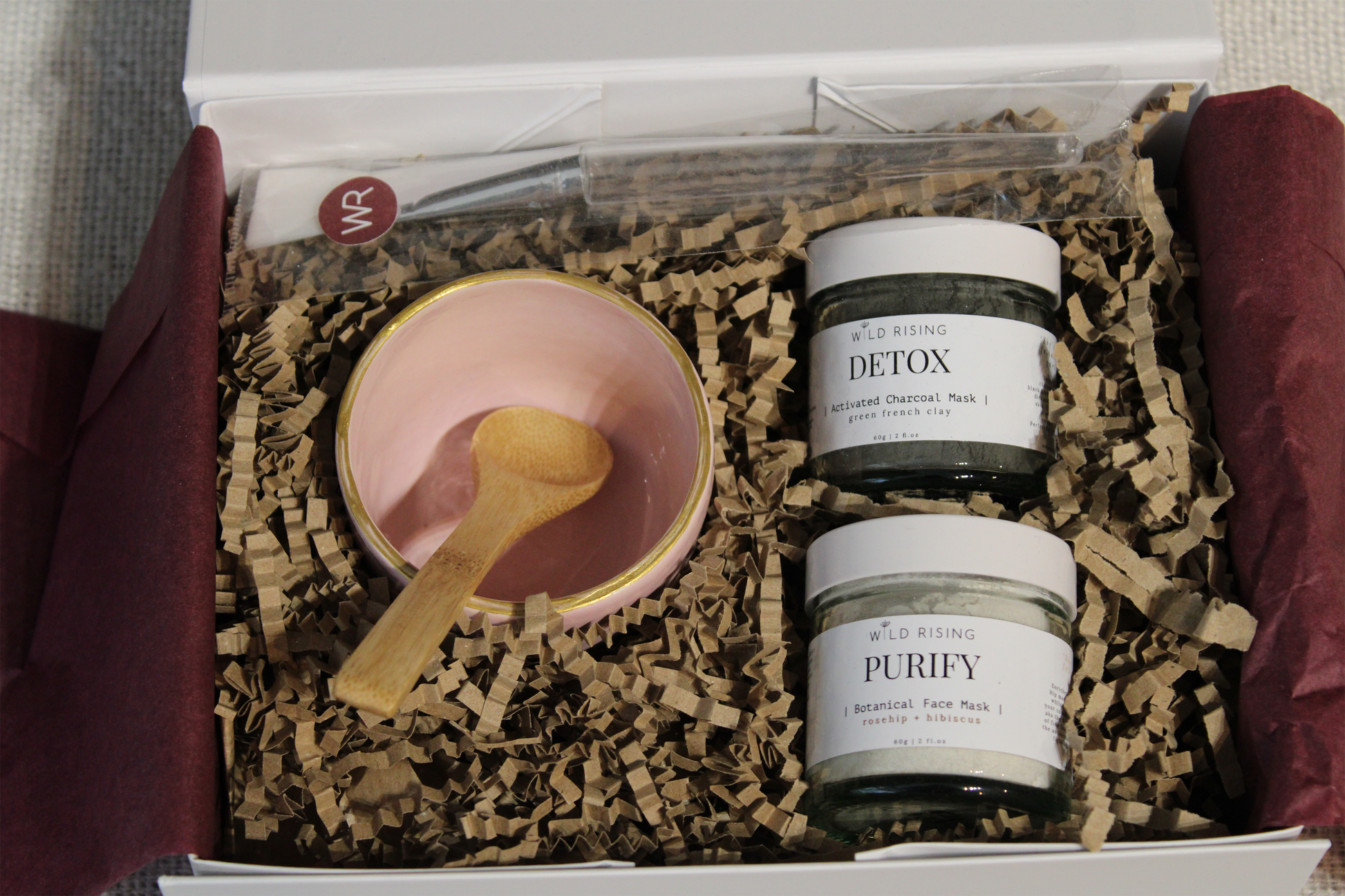Natural Clay Face Masks, Mixing Bowl & Applicator Gift Box Set
