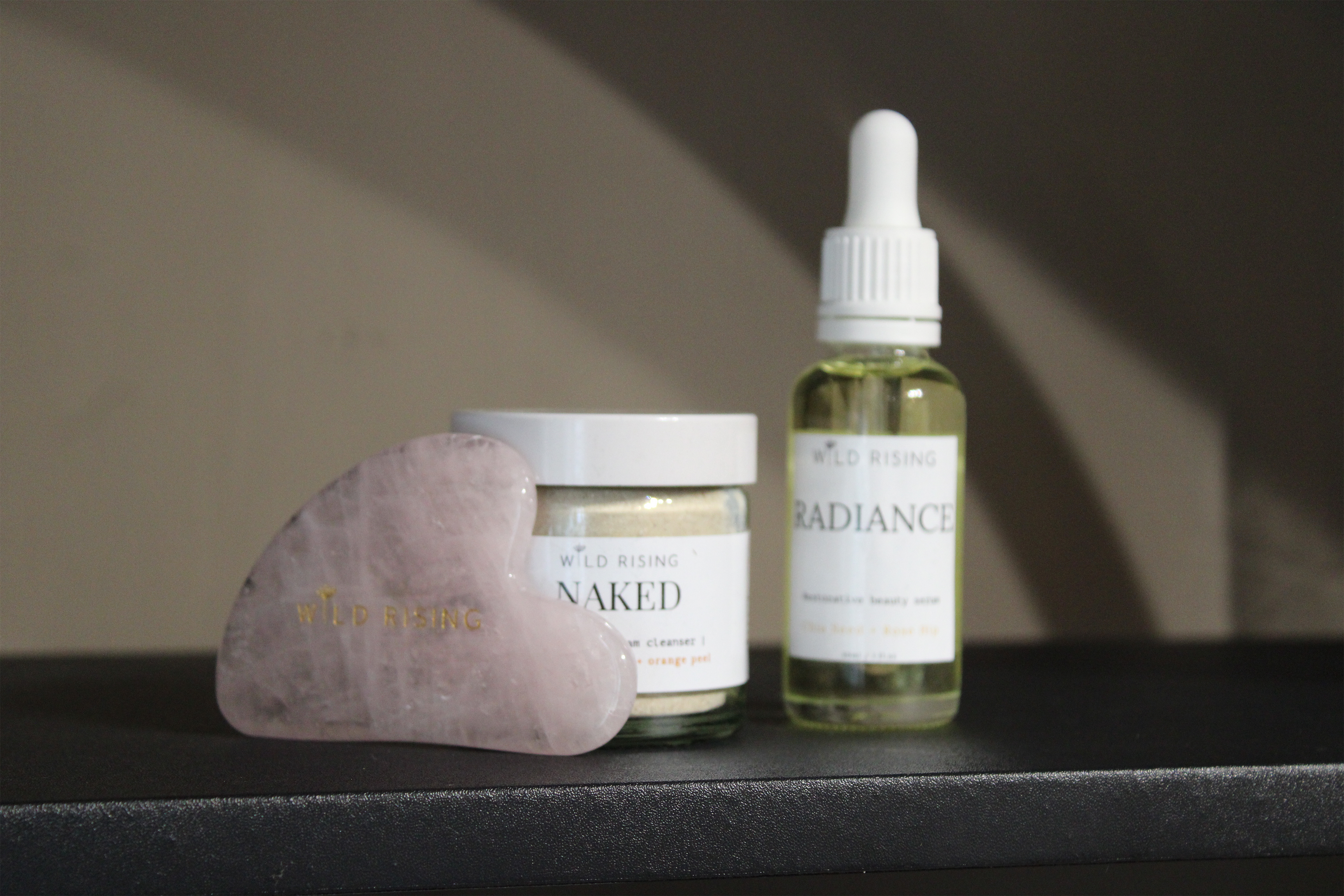 Natural Skincare Face Oil Serum, Cleanser & Gua Sha Gift Box Set