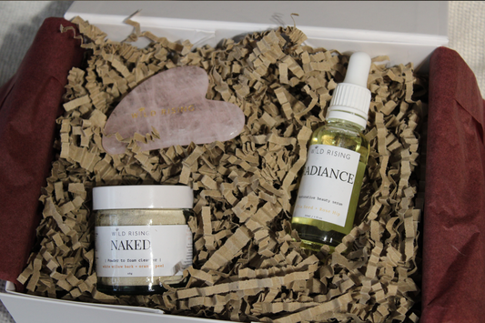 Natural Skincare Face Oil Serum, Cleanser & Gua Sha Gift Box Set