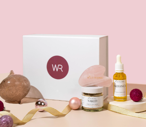 Natural Skincare Gift Box Set With Cleanser, Face Oil Serum & Gua Sha