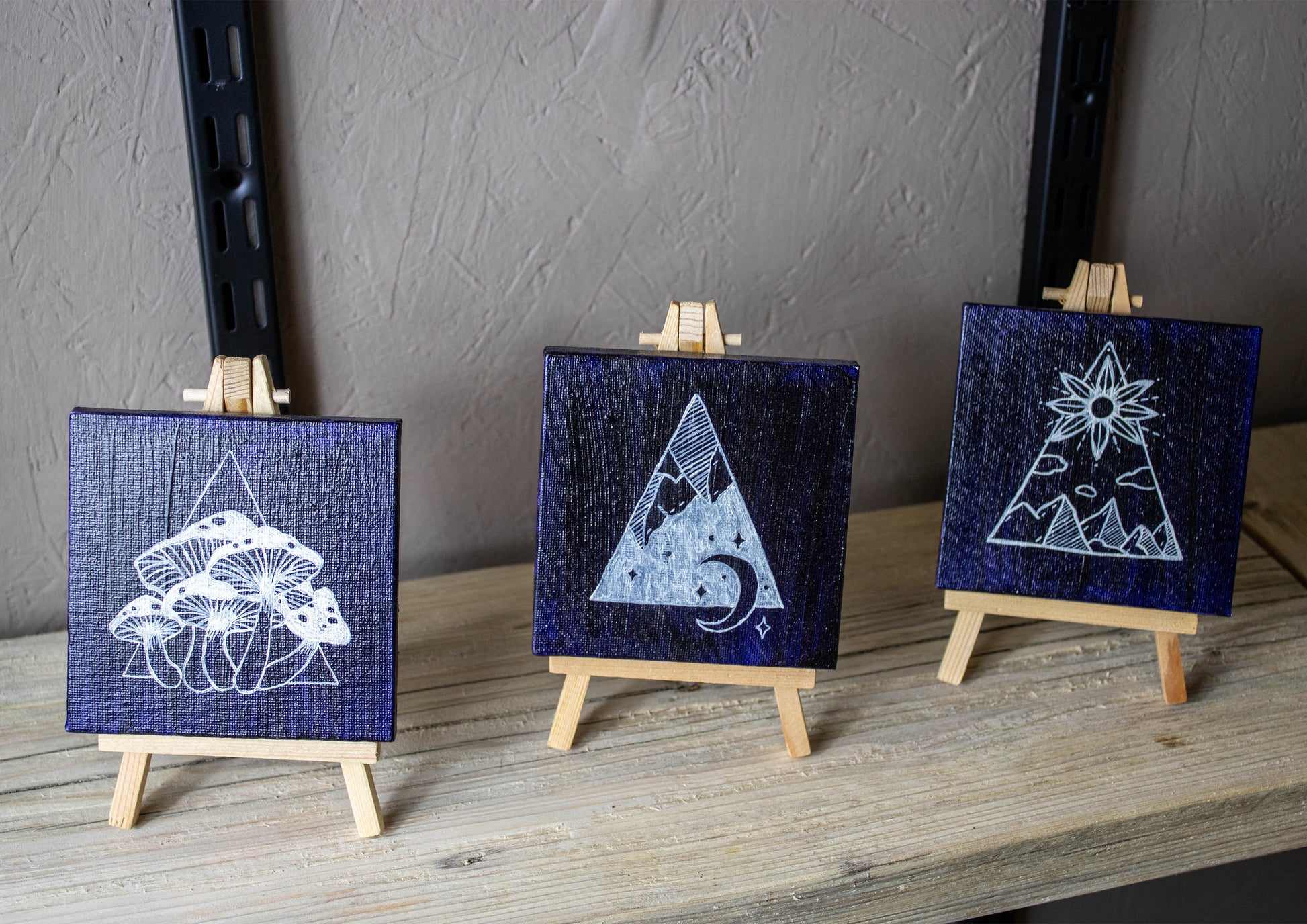 Navy Trio Original Paintings With Mini Easel