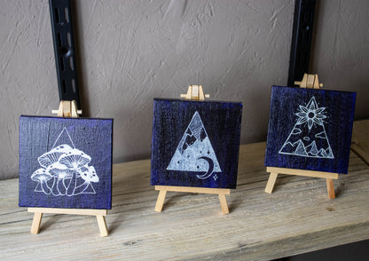 Navy Trio Original Paintings With Mini Easel