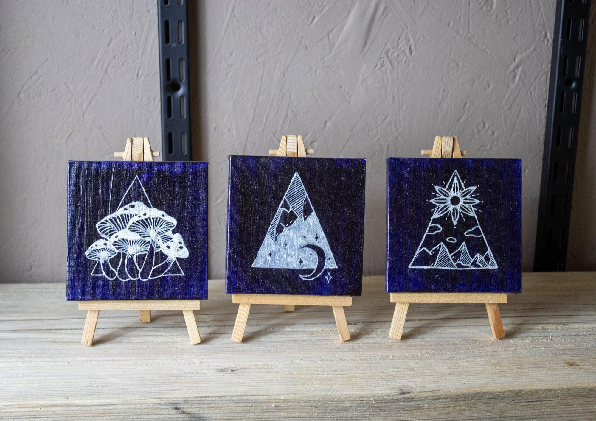 Navy Trio Original Paintings With Mini Easel