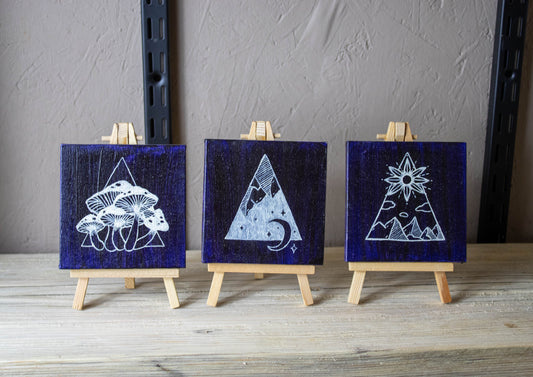 Navy Trio Original Paintings With Mini Easel