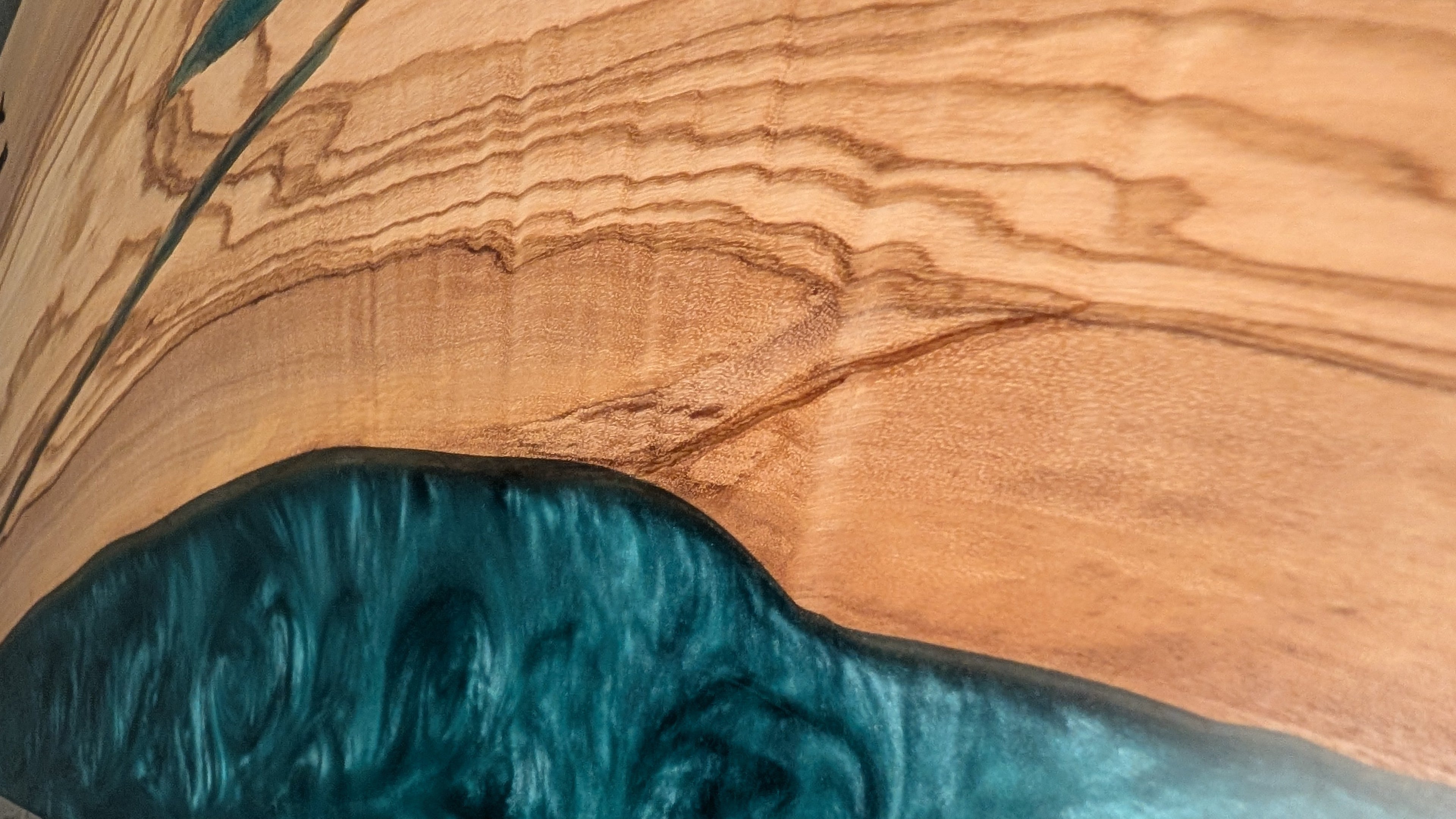 Olive Wood Blue Resin Large Serving Board
