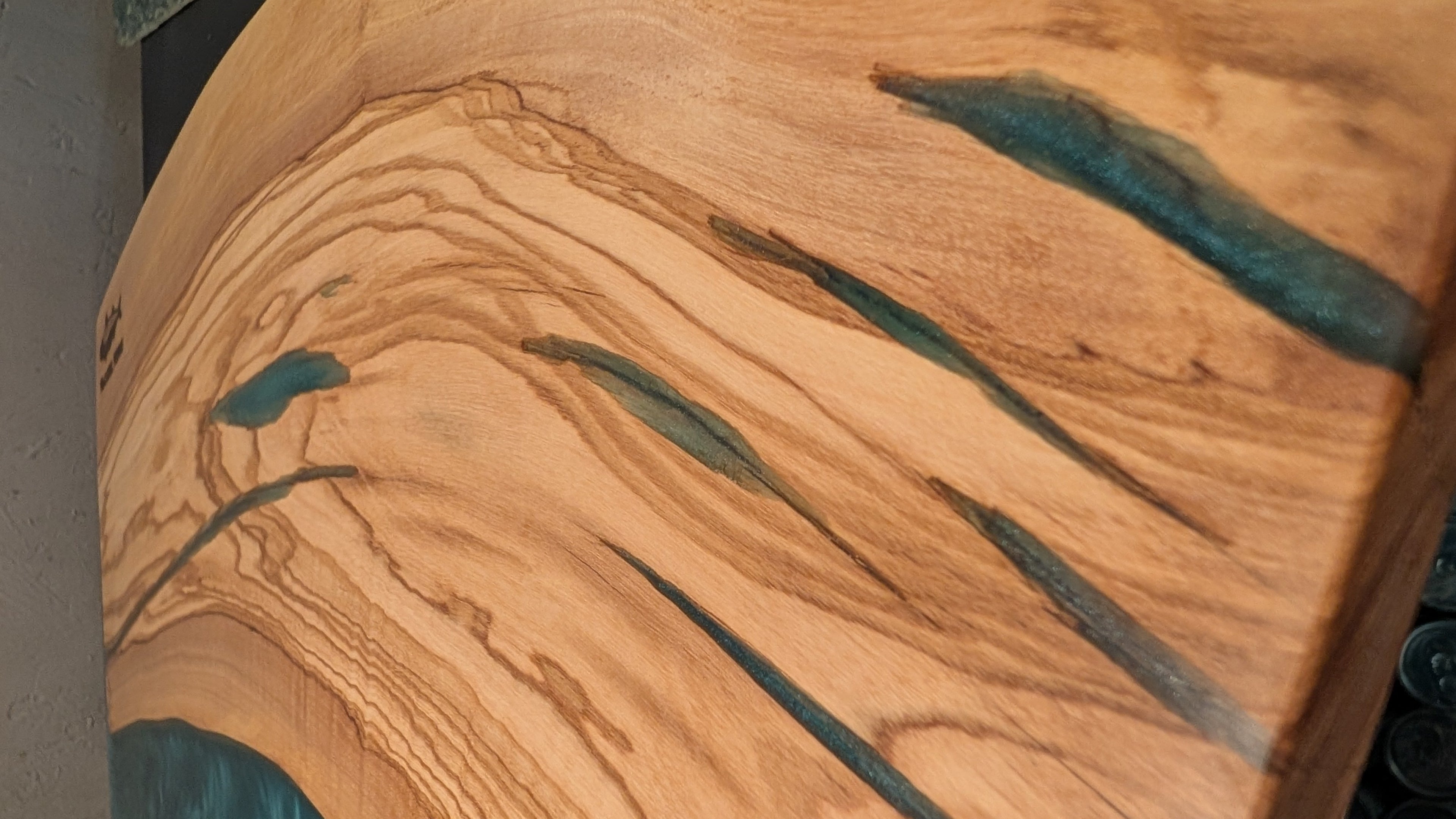Olive Wood Blue Resin Large Serving Board