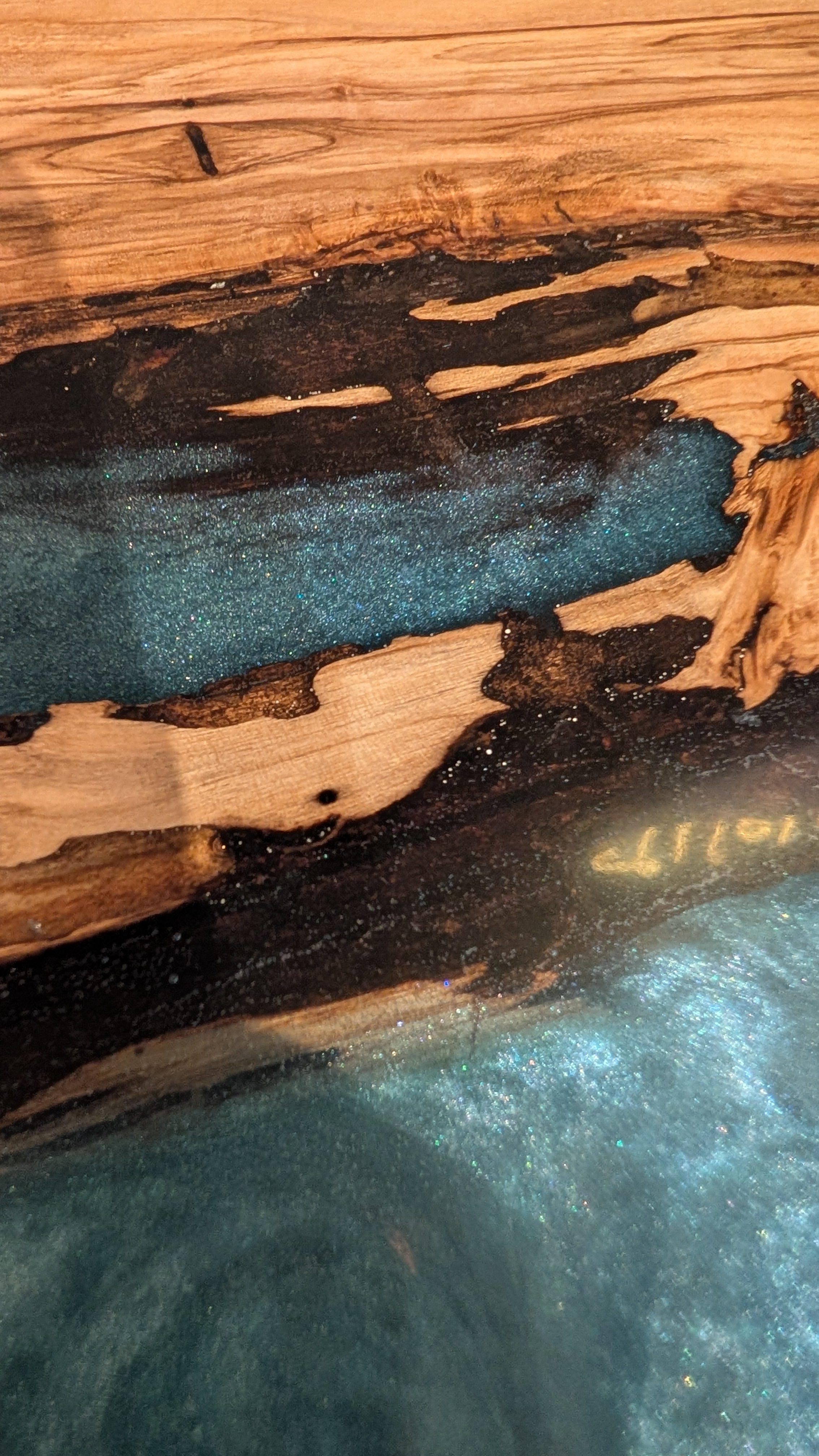 Olive Wood & Blue Resin Serving Board
