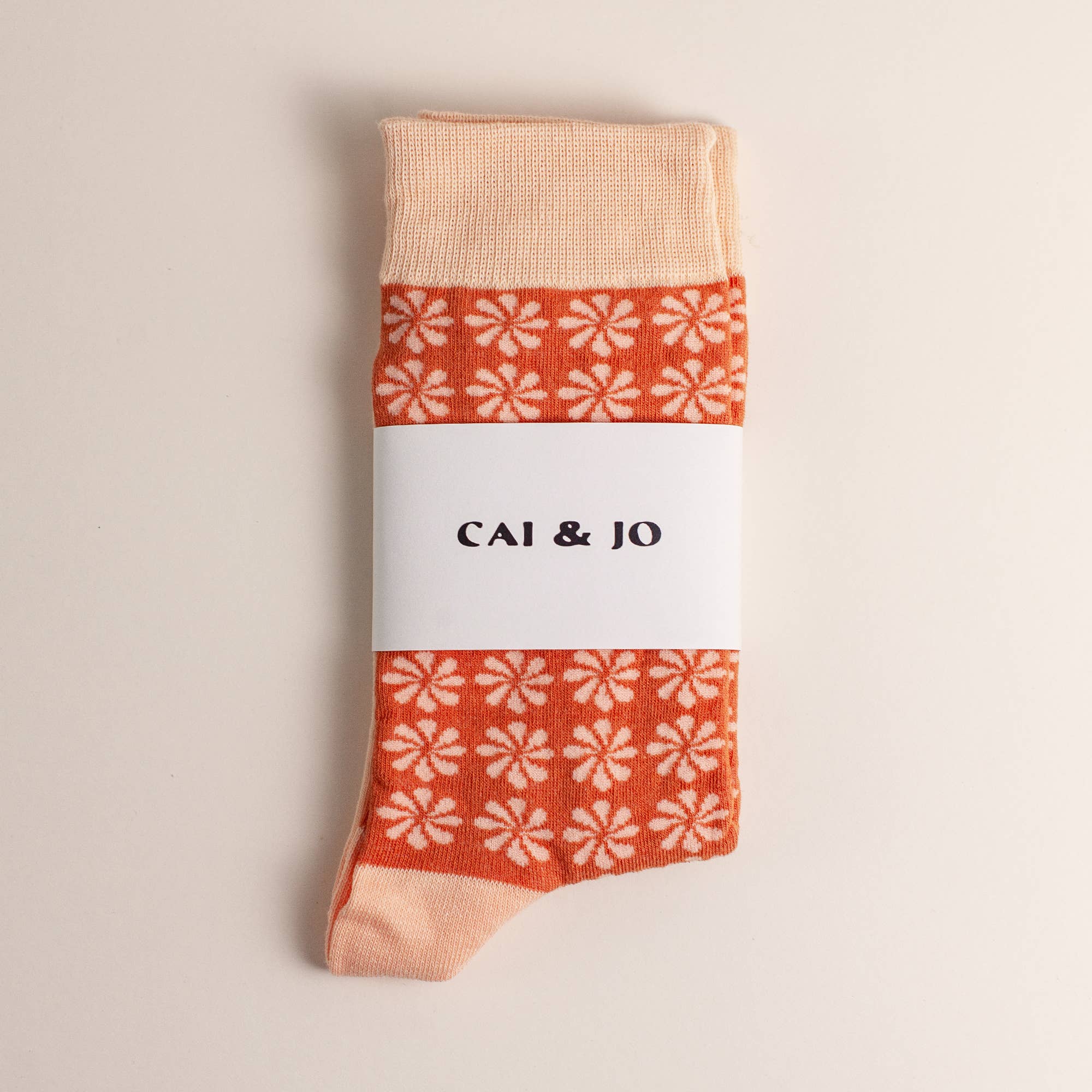 Orange & Pink Flower Socks