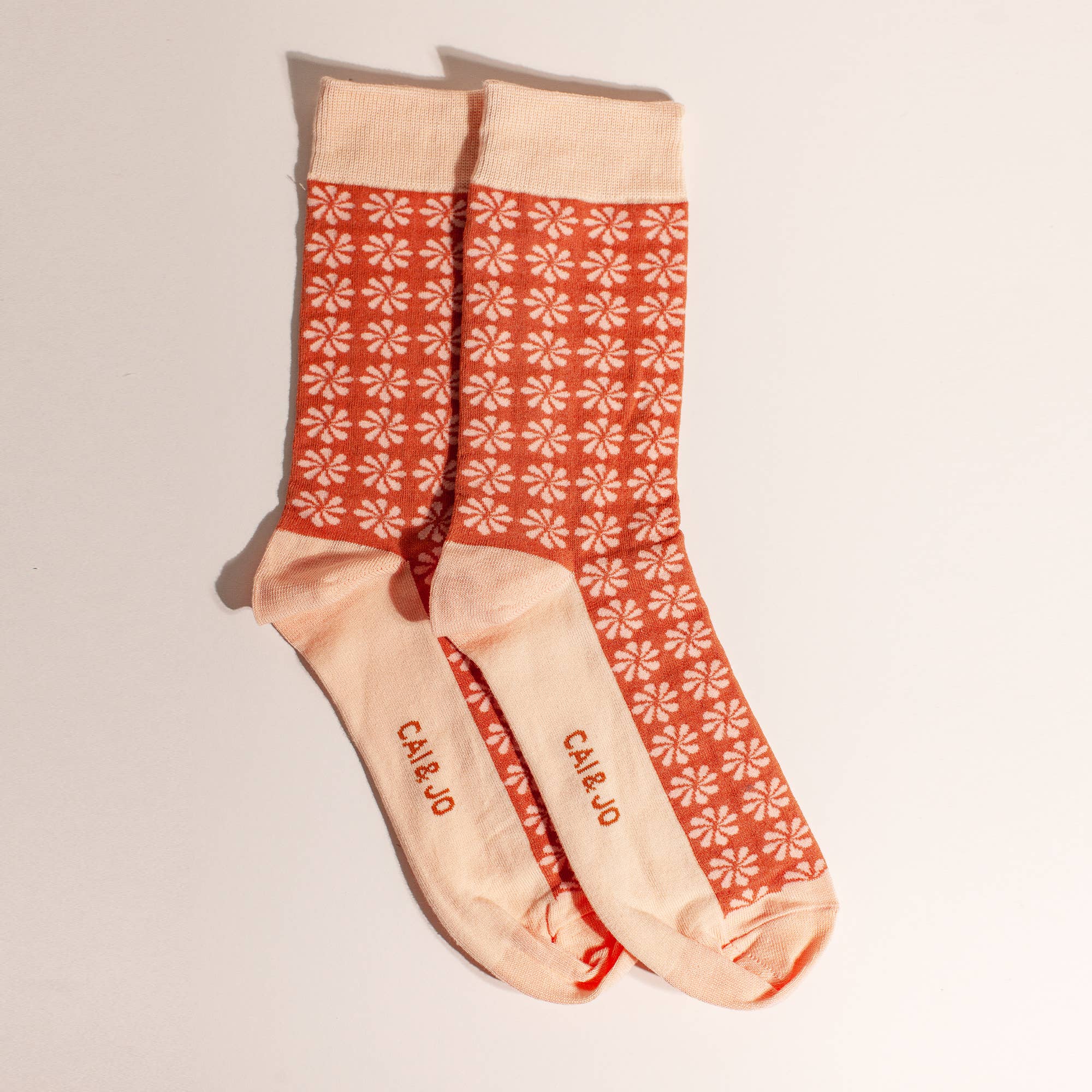 Orange & Pink Flower Socks