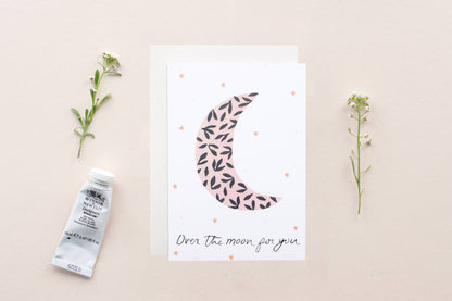 Over The Moon Congratulations Greeting Card