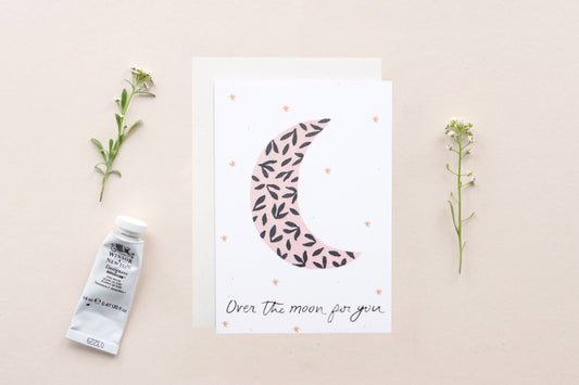 Over The Moon Congratulations Greeting Card