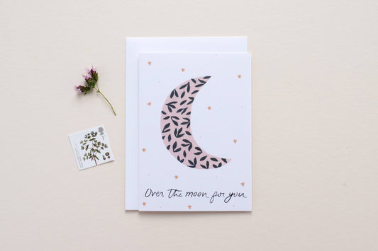 Over The Moon Congratulations Greeting Card