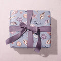 Pastel Lilac Blue Seashell & Starfish Coastal Seaside Gift Wrapping Paper With Ribbon Bow