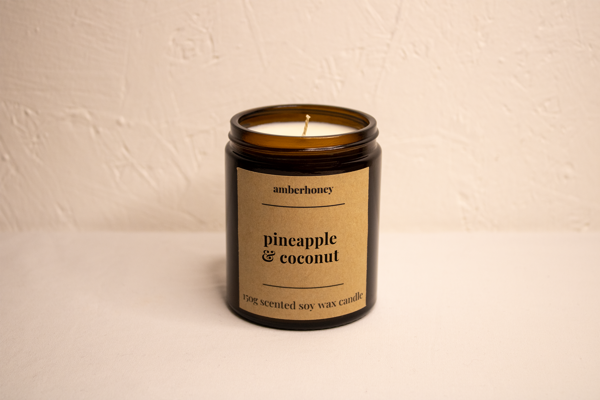 Pineapple & Coconut Soy Wax Candle in Amber Jar