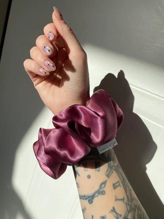 Purple Satin Hair Scrunchie 