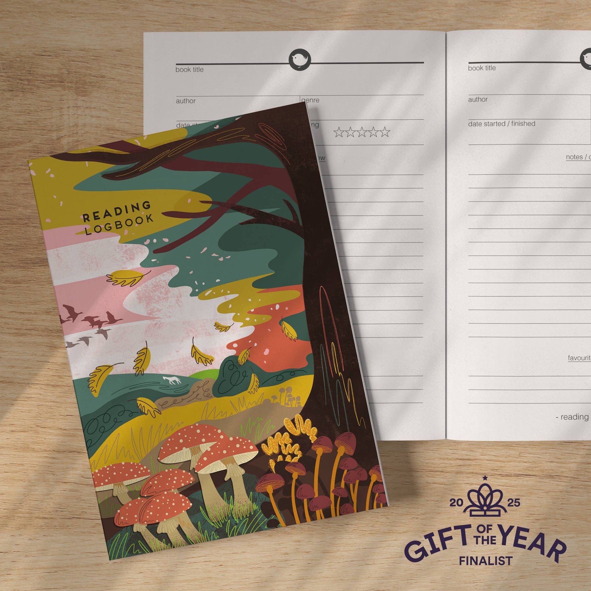 Reading Logbook Journal Mushroom Forest Woodland Inside