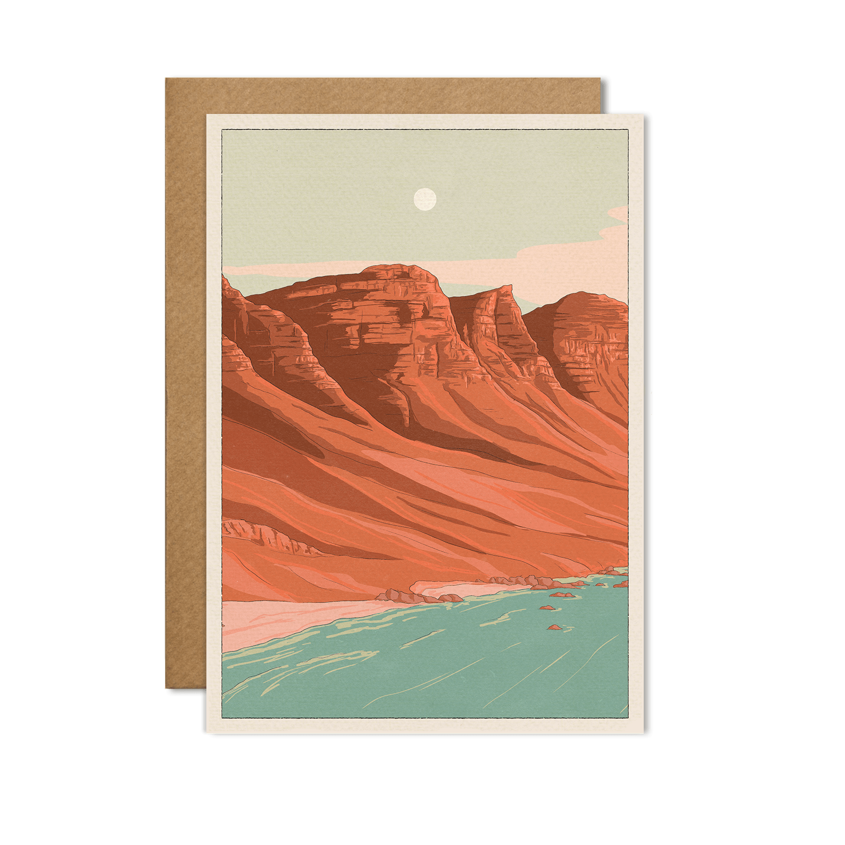 Red Cliffs Ocean Greeting Card