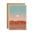Red Sand Dunes & Moon Desert Greeting Card