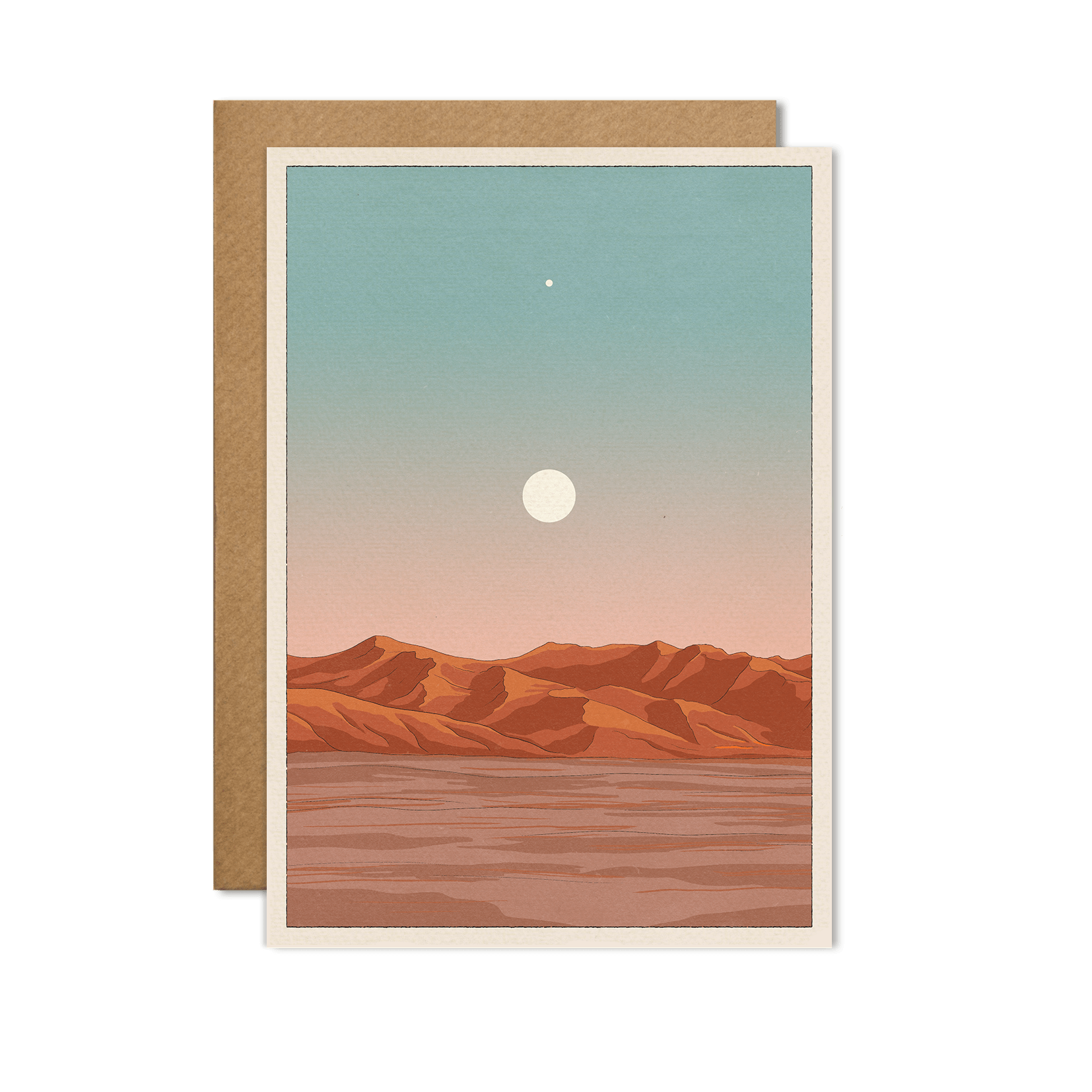 Red Sand Dunes & Moon Desert Greeting Card