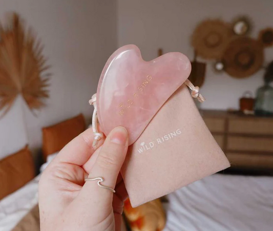 Rose Quartz Gua Sha & Velvet Pouch