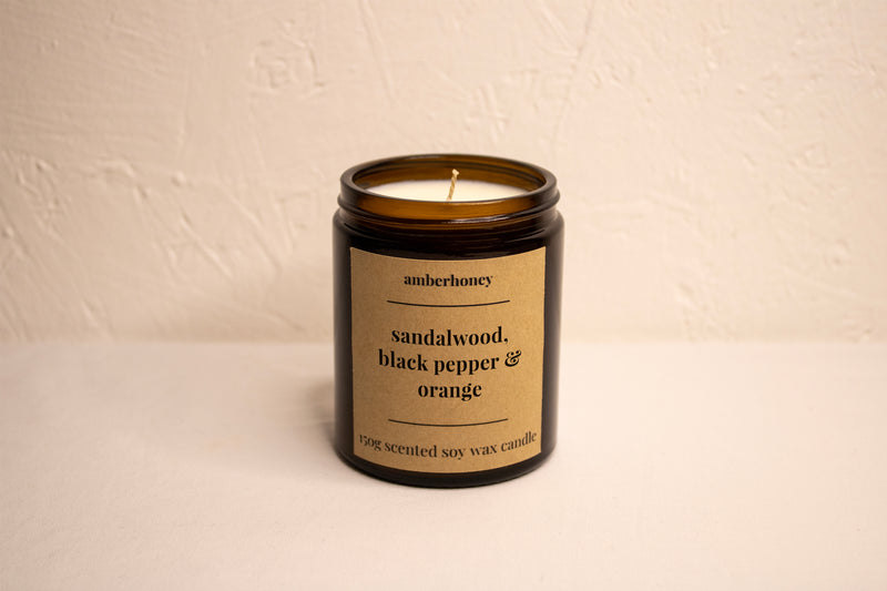 Sandalwood, Black Pepper & Orange Soy Wax Candle