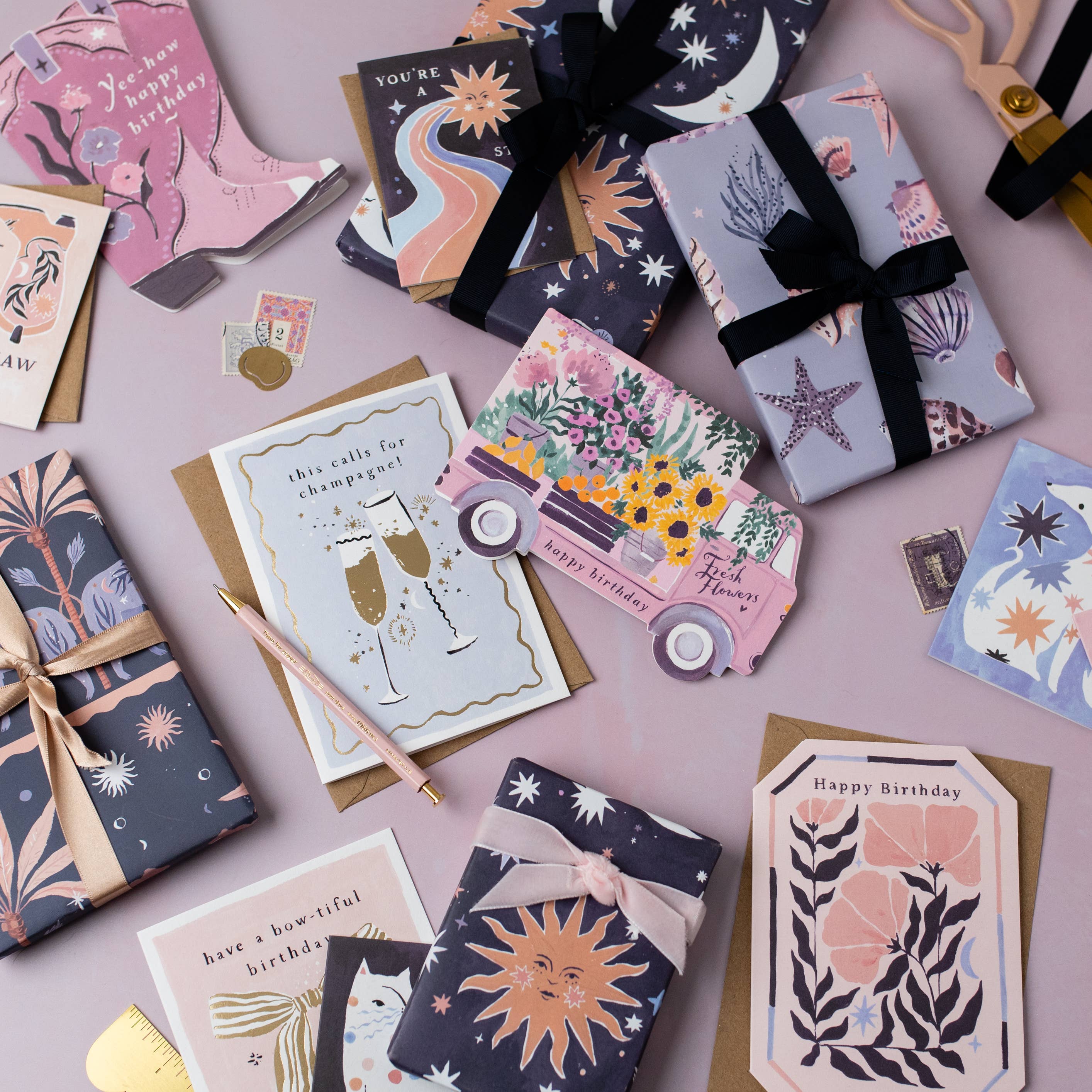 Selection of Sister Paper Co Birthday Greeting Cards & Gift Wrapping Paper