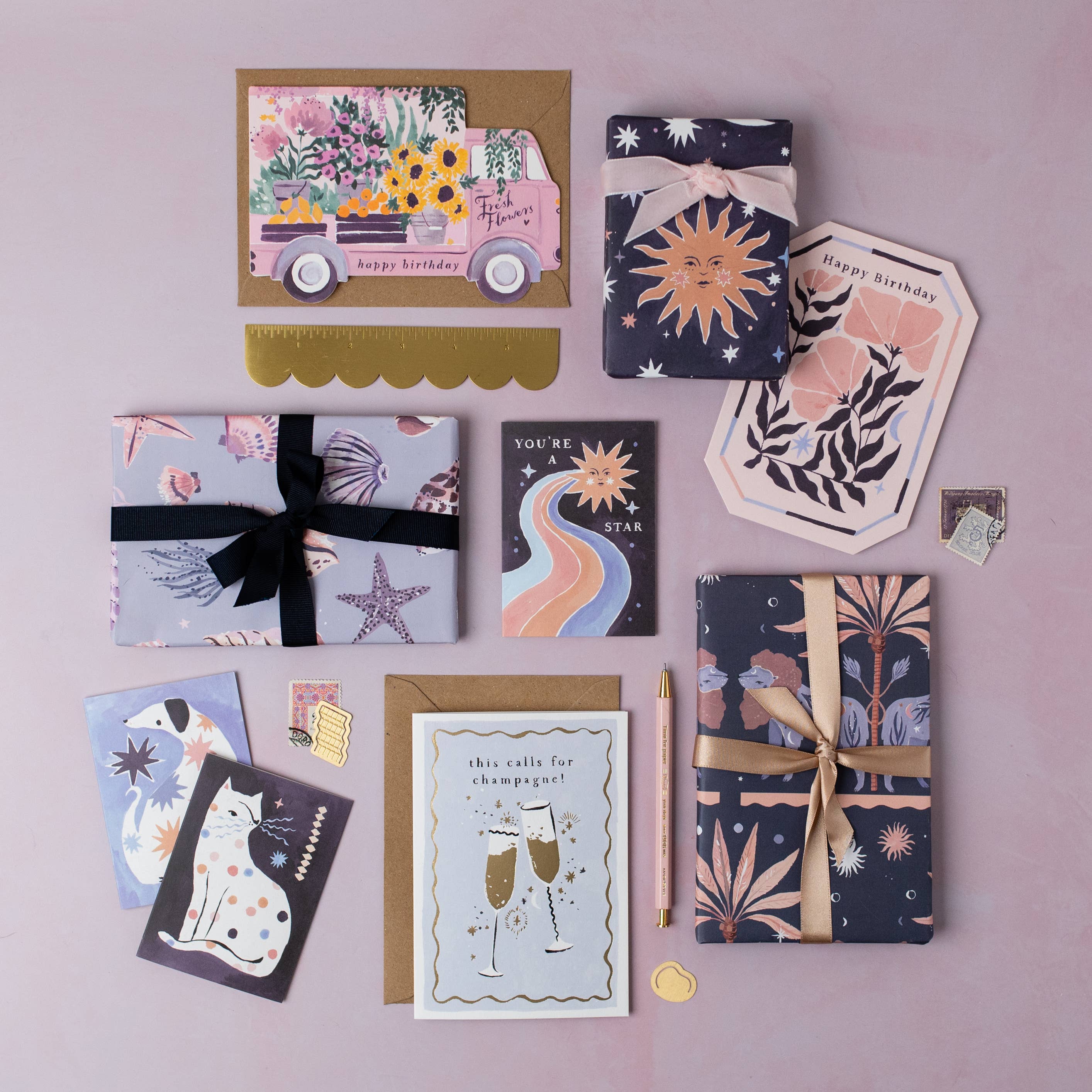 Selection of Sister Paper Co Birthday Greeting Cards & Gift Wrapping Paper