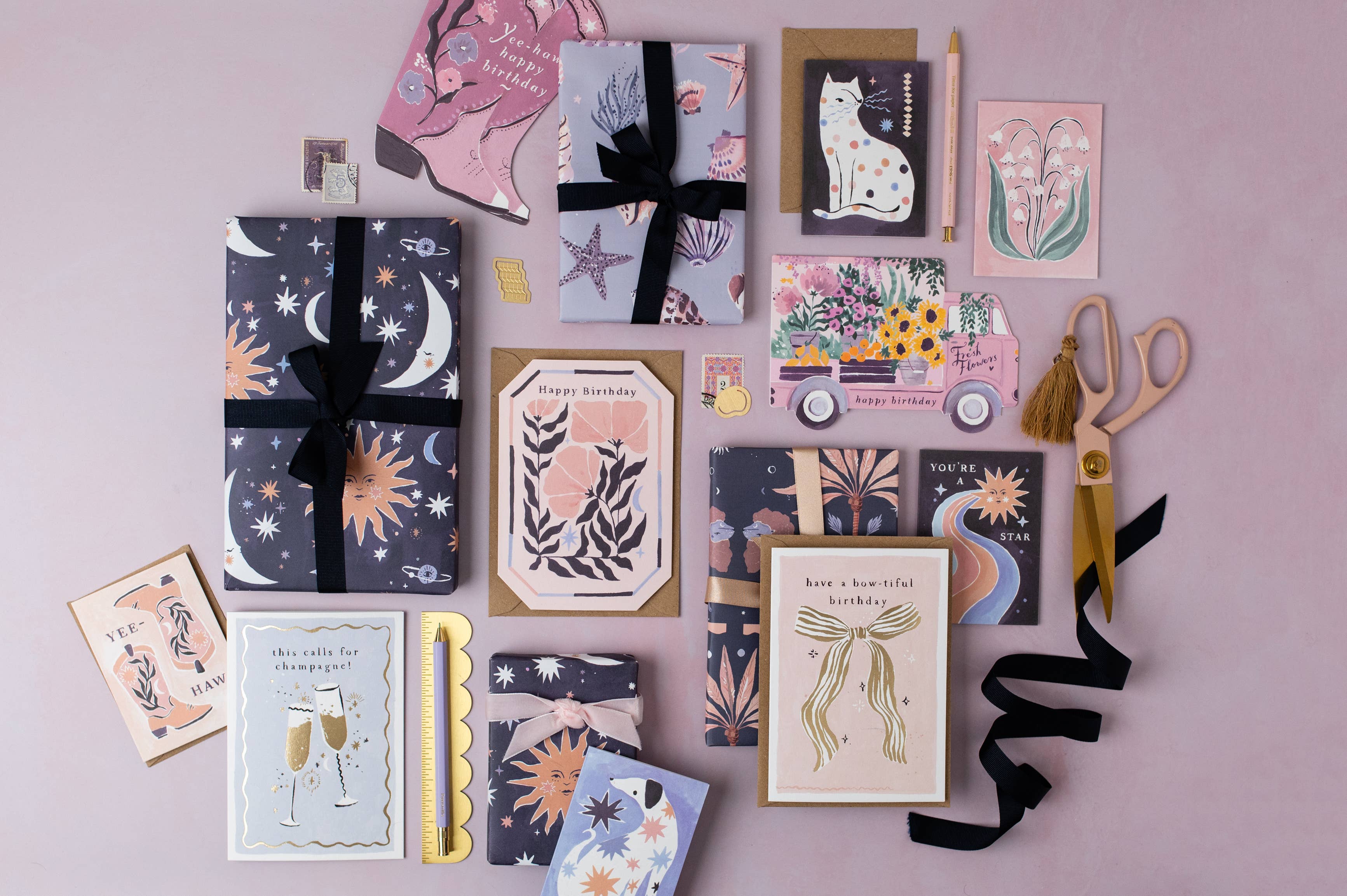 Selection of Sister Paper Co Birthday Greeting Cards & Gift Wrapping Paper