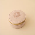 Soft Cream Jewellery Ring Zip Travel Case With Shell Embroidery