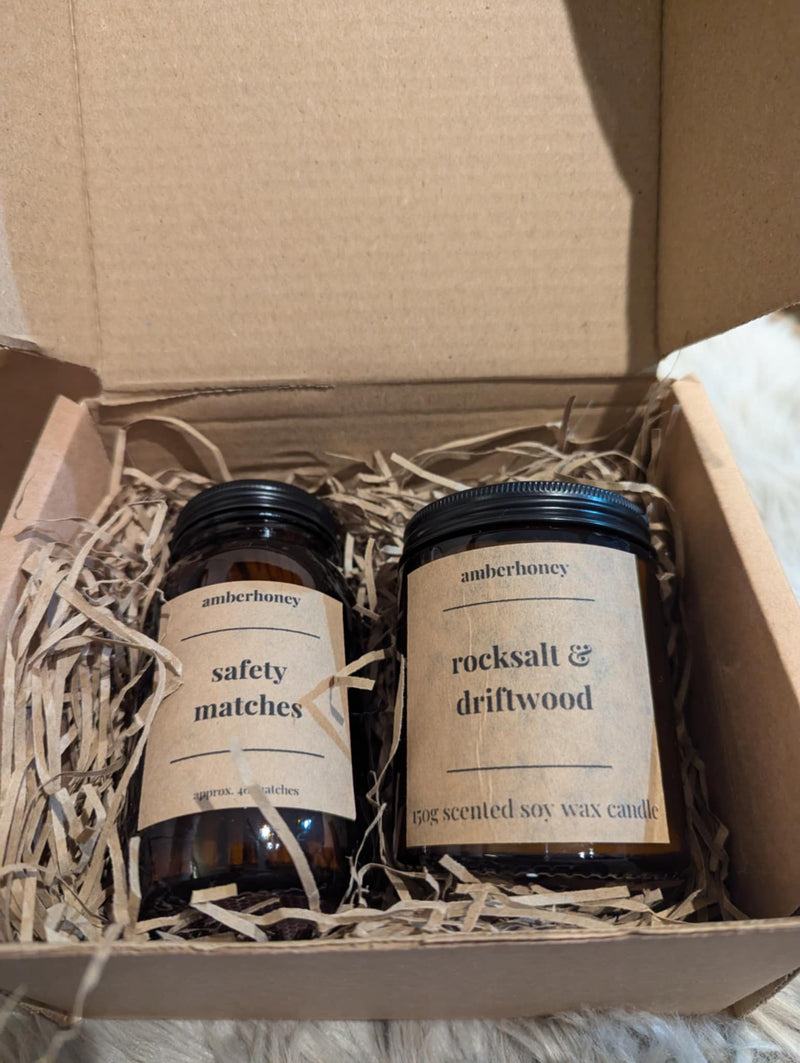 Soy Wax Candle & Matches Gift Box Set