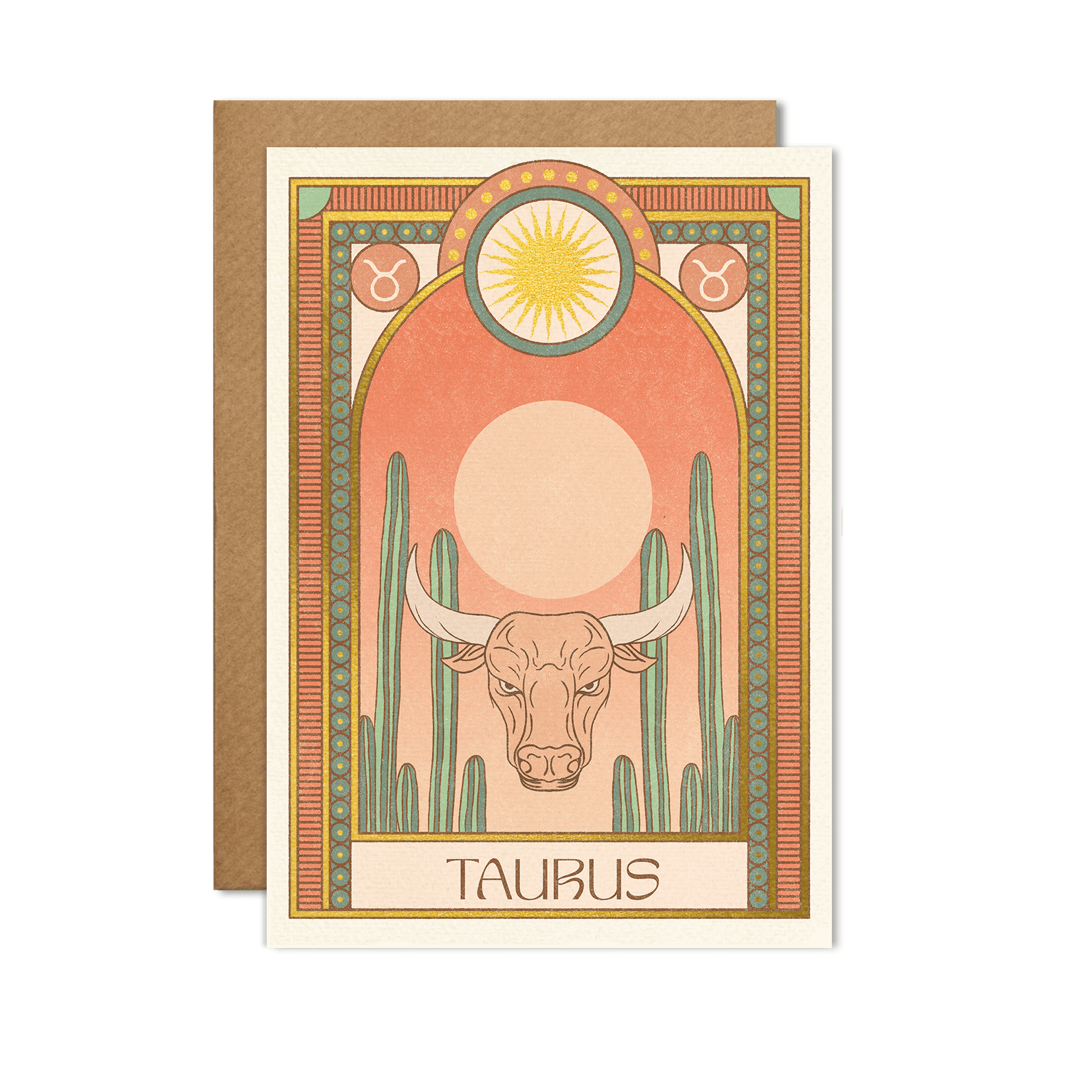 Taurus Bull Zodiac Birthday Greeting Card With Gold Foil Detail