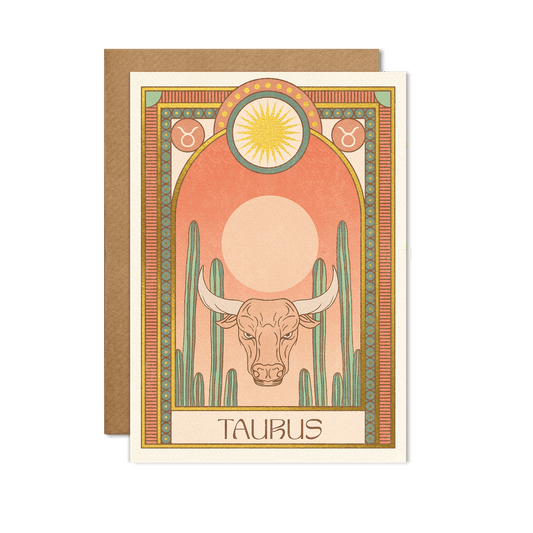 Taurus Bull Zodiac Birthday Greeting Card With Gold Foil Detail