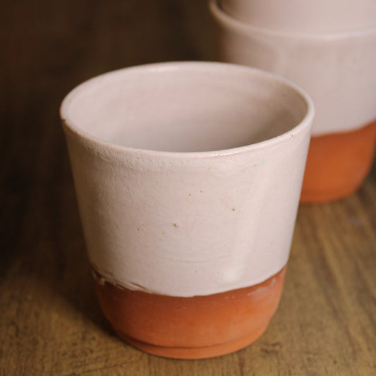 Terracotta & White Glaze Handleless Mug
