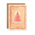 Vintage Style Merry Christmas Greeting Cards With Christmas Tree