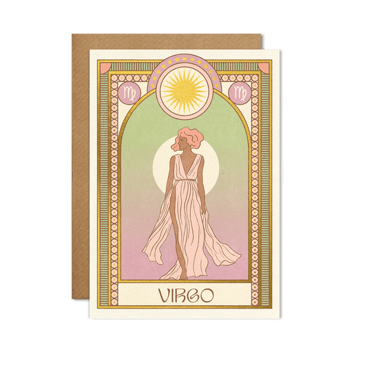 Virgo Zodiac Birthday Greeting Card With Gold Foil Detail