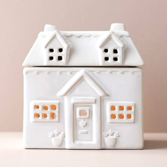 White Cottage House Wax Melt Burner