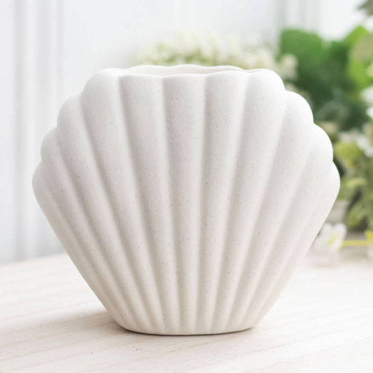 White Textured Nautical Sea Shell Wax Burner