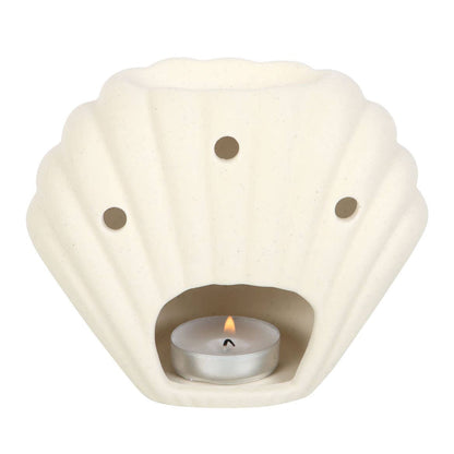 White Textured Nautical Sea Shell Wax Burner