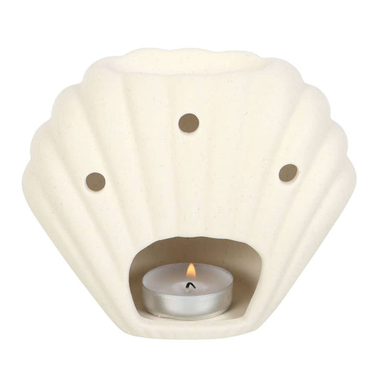 White Textured Nautical Sea Shell Wax Burner