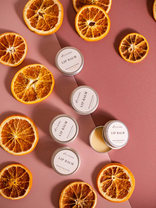 Wild Rising Natural Skincare Vegan Lip Balm Tin With Orange
