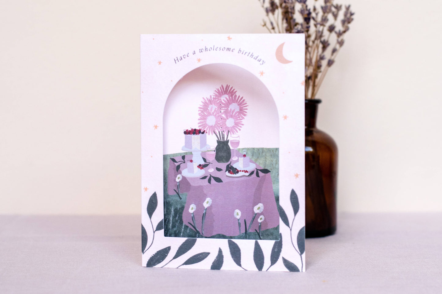 'Wholesome Birthday' Tablescape Arch Window Birthday Card