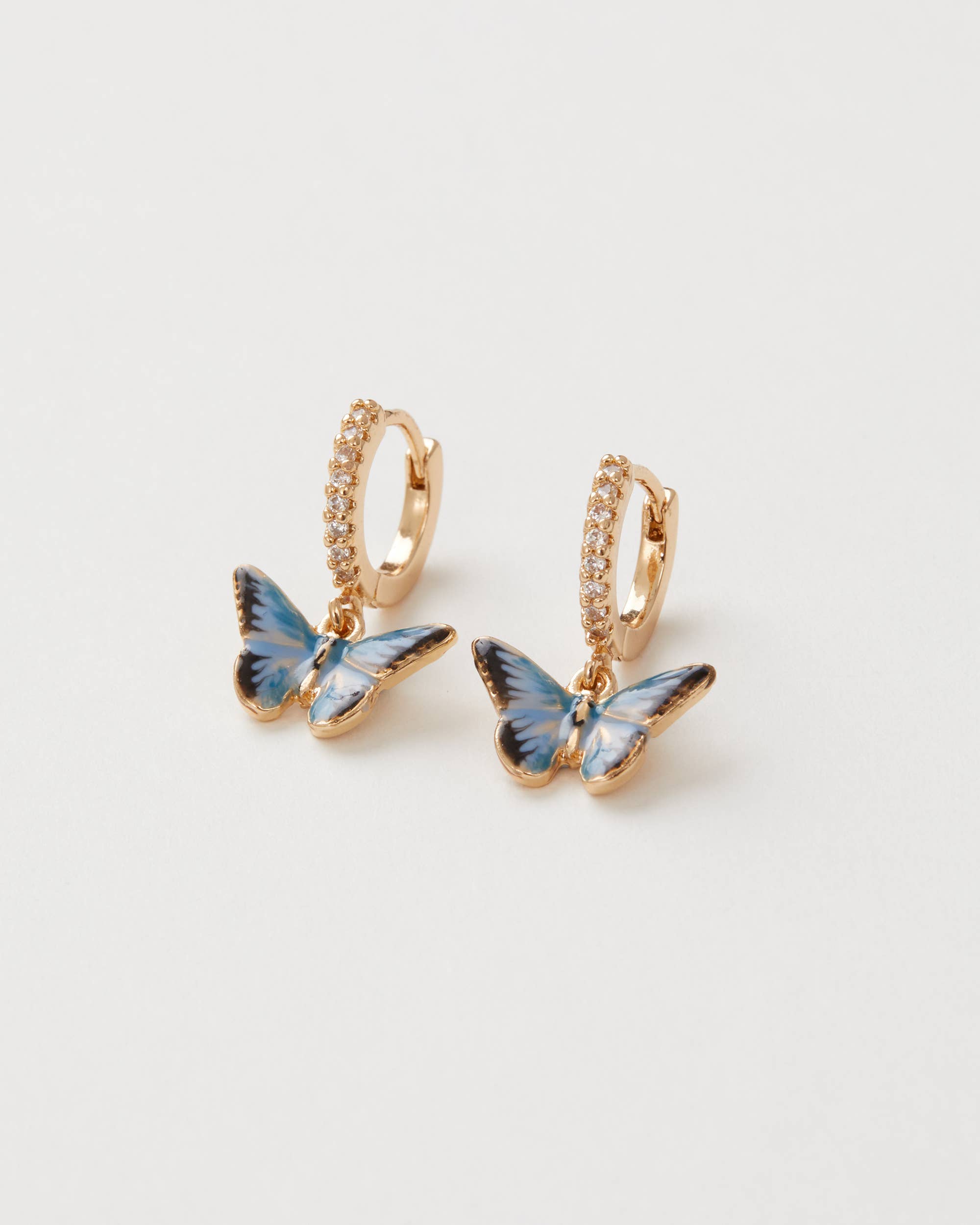 Blue Butterfly Huggie Earrings